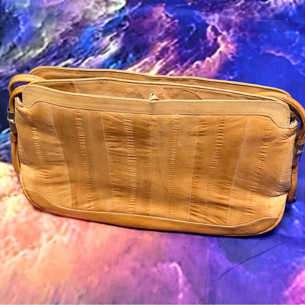 Tan Eel Skin Leather Shoulder Bag